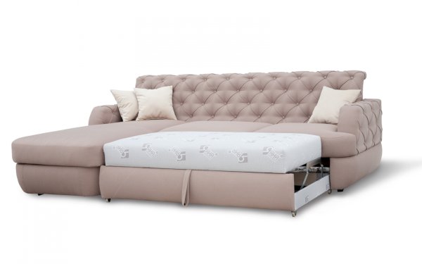 Угловой диван с оттоманкой с подлокотниками